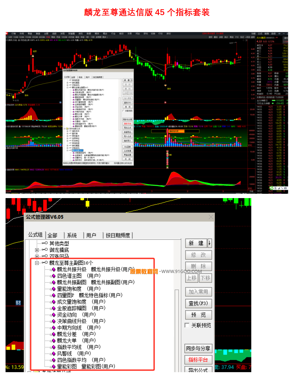 通达信麟龙至尊版指标套装下载_麟龙至尊独立选股_通达信金钻指标麟龙至尊主副图选股45个指标套装