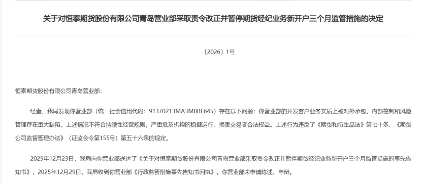 天津证监局暂停新开户_期货机构居间人_期货公司居间业务违规